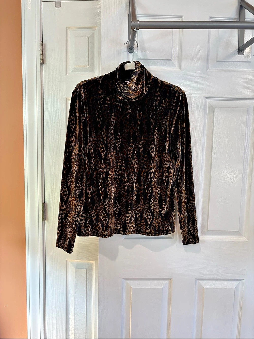 Carlisle Animal Print Long Sleeve Top in Brown & Black Size 10